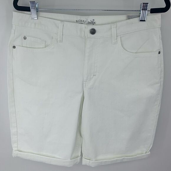Riders Indigo by Lee White Denim High Waist Shorts Size 18 - Picture 2 of 6